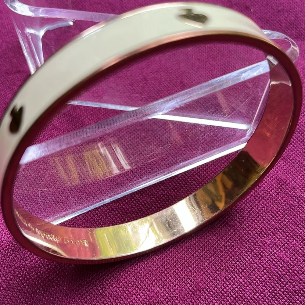 Kate Spade cream enamel gold tone metal bangle cuff bracelet - Picture 12 of 12